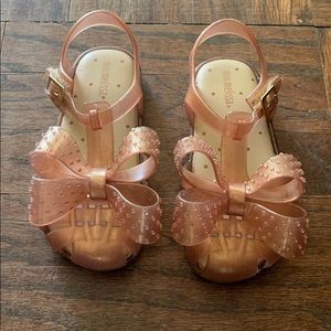 Mini Melissa, girls size 10, rose gold bow sandals